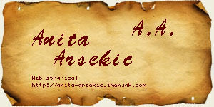 Anita Arsekić vizit kartica